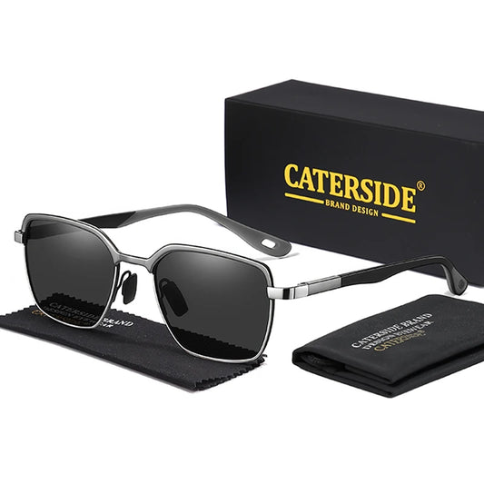 CATERSIDE Vintage Polarized Men Sunglasses Personalized Frame Design Sun Glasses Daily Business Outdoor Glasses Idea For Gift