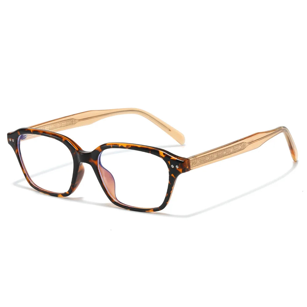 JNPCXI Quality TR90 Glasses Frame Stainless Steel Core Optical Eyeglasses With Anti Blue LIght Rectangle Acetate Leg