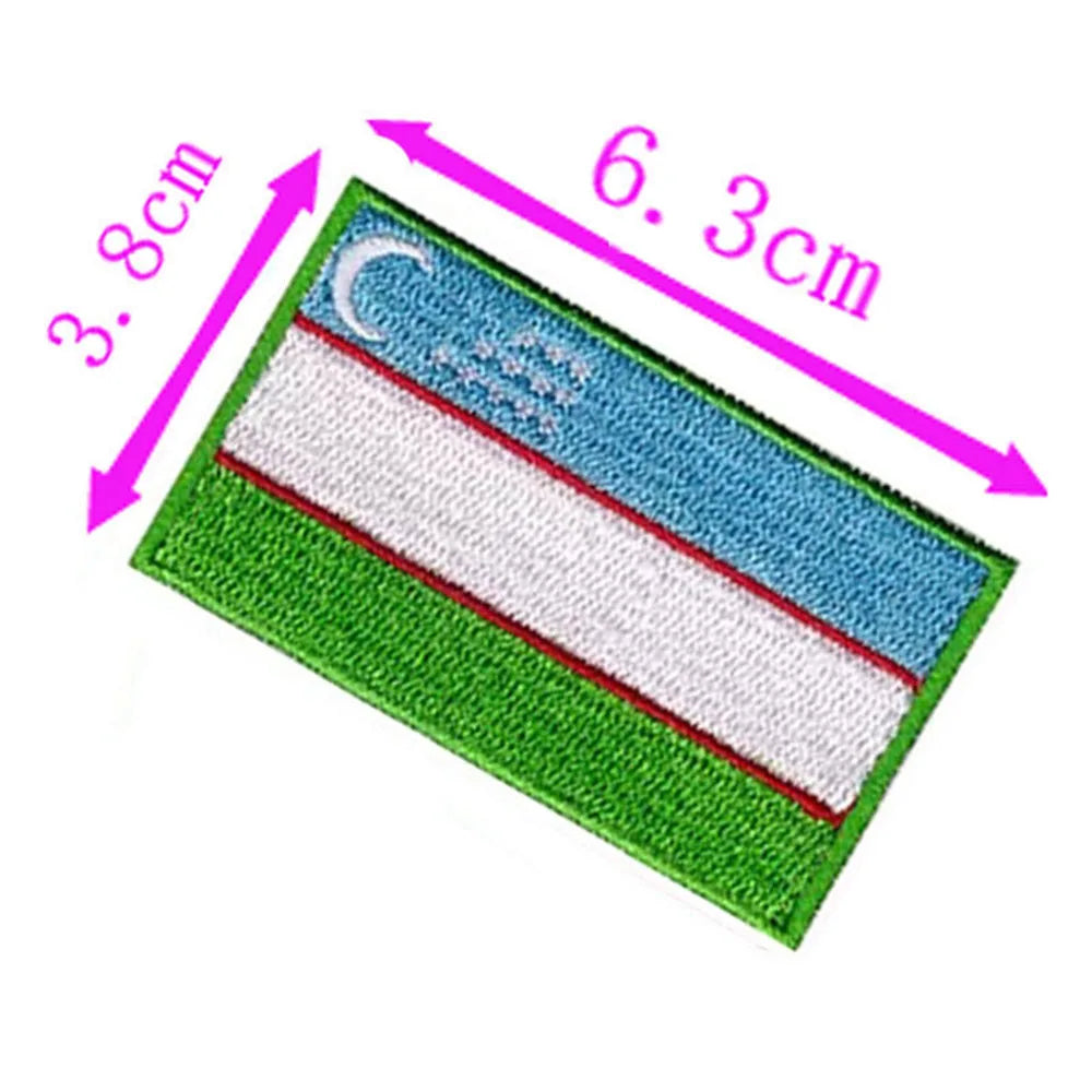 1pc Uzbekistan Country Flag Embroidery Patch 6.3cm Wide Iron On Sew On Backing/Hand Craft/Applique/Hot Cut