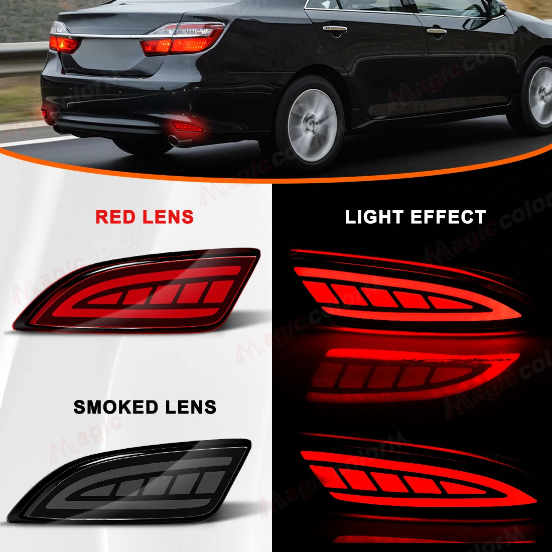 For Toyota Camry 2015 2016 LED Car Rear Bumper Reflector Lights Running Dynamic Flowing Turn Signal Brake Stop Warning Lamps 12V