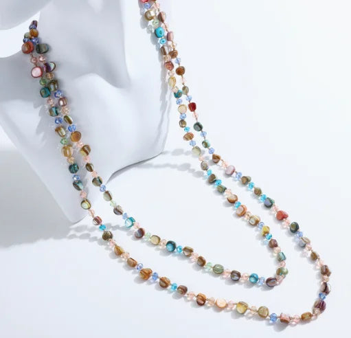 Colorful Beaded Long Necklace for Women Dopamine Style Sweater Chain Fashion Jewelry Party Accessories Gift