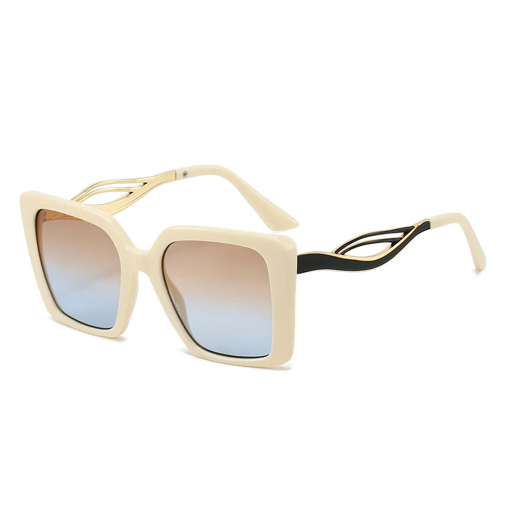 JNPCXI Retro Square Leopard Print Gradient Frame Women Sunglasses Ins Hollow Temple Design Men Casual Sun Glasses UV400