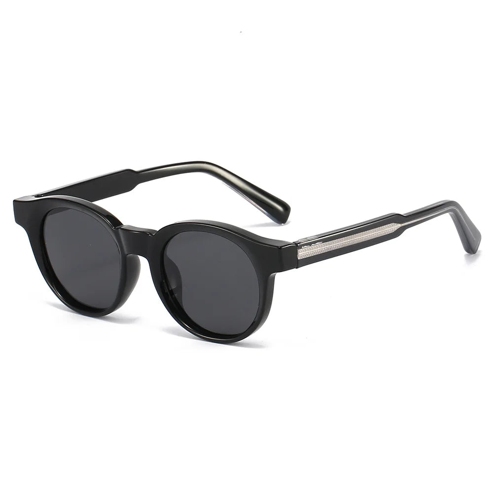 JNPCXI New Round TR90 Contrast Color Women Sunglasses Retro Rivets Punk Men Sun Glasses Gray Shades UV400