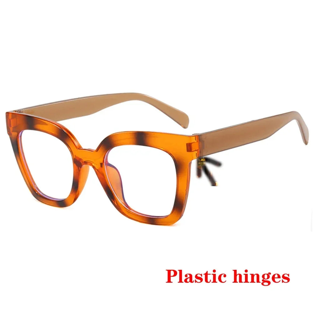 JNPCXI Fashion Glasses Frame for Women Anti-Blue Ray Fashion Lady's Orange Myopia Cat Eye Prescription Computer Glasses
