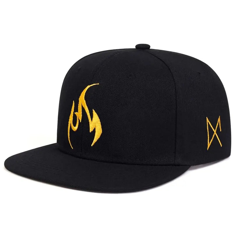 Unisex Flame Embroidery Hip-hop Hats, Adjustable Baseball Caps Sunscreen Hat