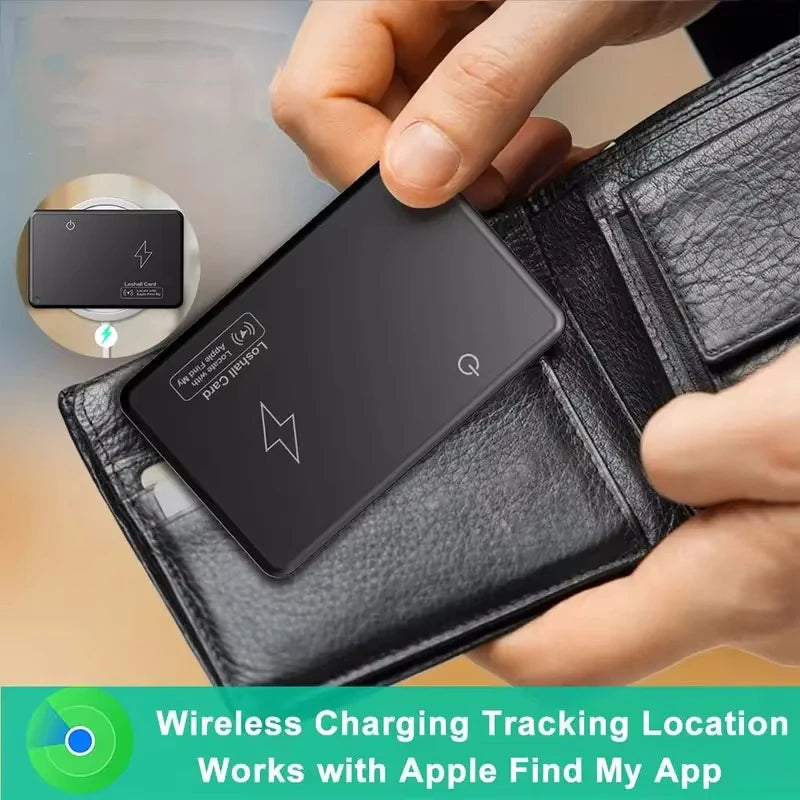 Wireless Charging Tracking Wallet Card Waterproof GPS Locator Work w/ Apple