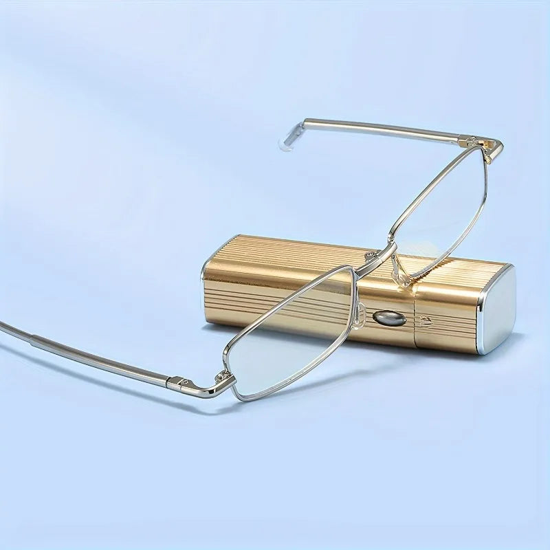 1pc Metal Retro Comfortable Reading Glasses Foldable and Retractable Design Exquisite Compact and Practica