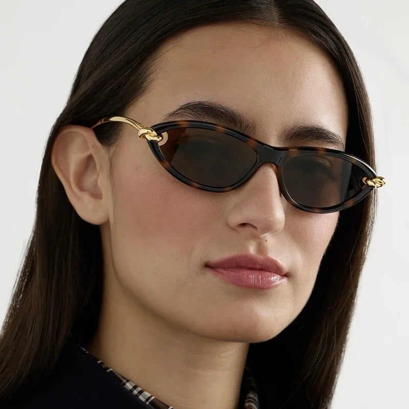 JNPCXI New Fashion Cat Eye Candy Color Women Luxury Sunglasses Brand Designer Oval Hollow Shades Men Sun Glasses UV400