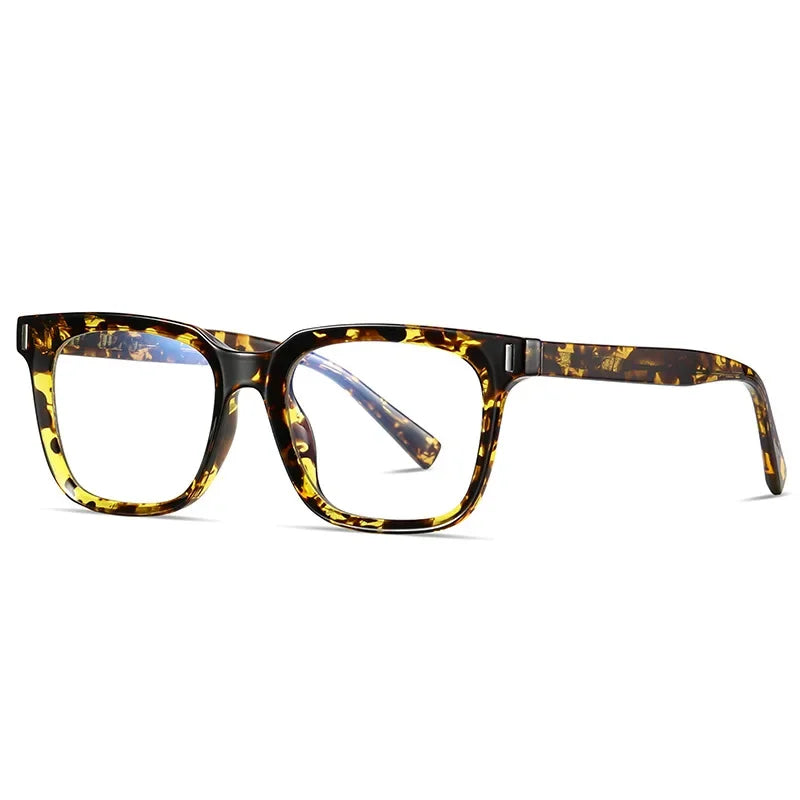 JNPCXI TR90 Acetate Men Square Glasses Frame Women Anti Blue Light Glasses Trend Style Unisex Transparent Optical Eyewear