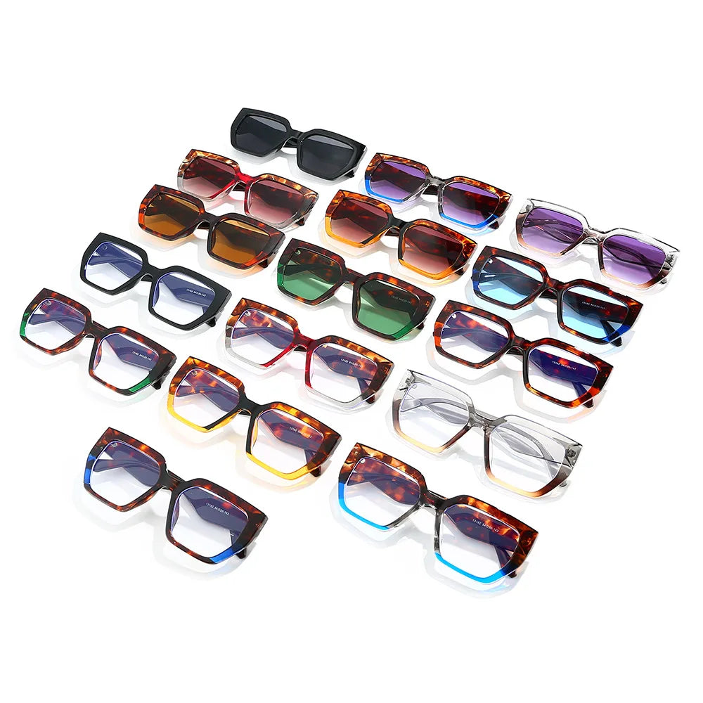 JNPCXI Ins Popular Fashion Square Sunglasses Women Retro Rivets Men Trending Leopard Green Sun Glasses Shades UV400
