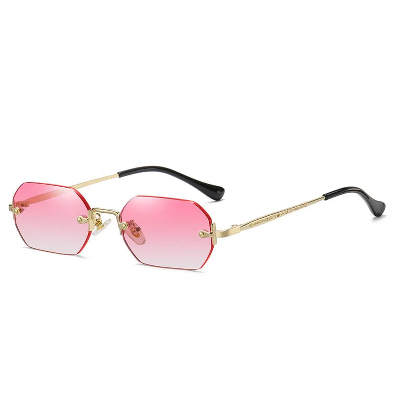 JNPCXI New Rectangle Rimless Sunglasses Retro Punk Gradient Shades UV400