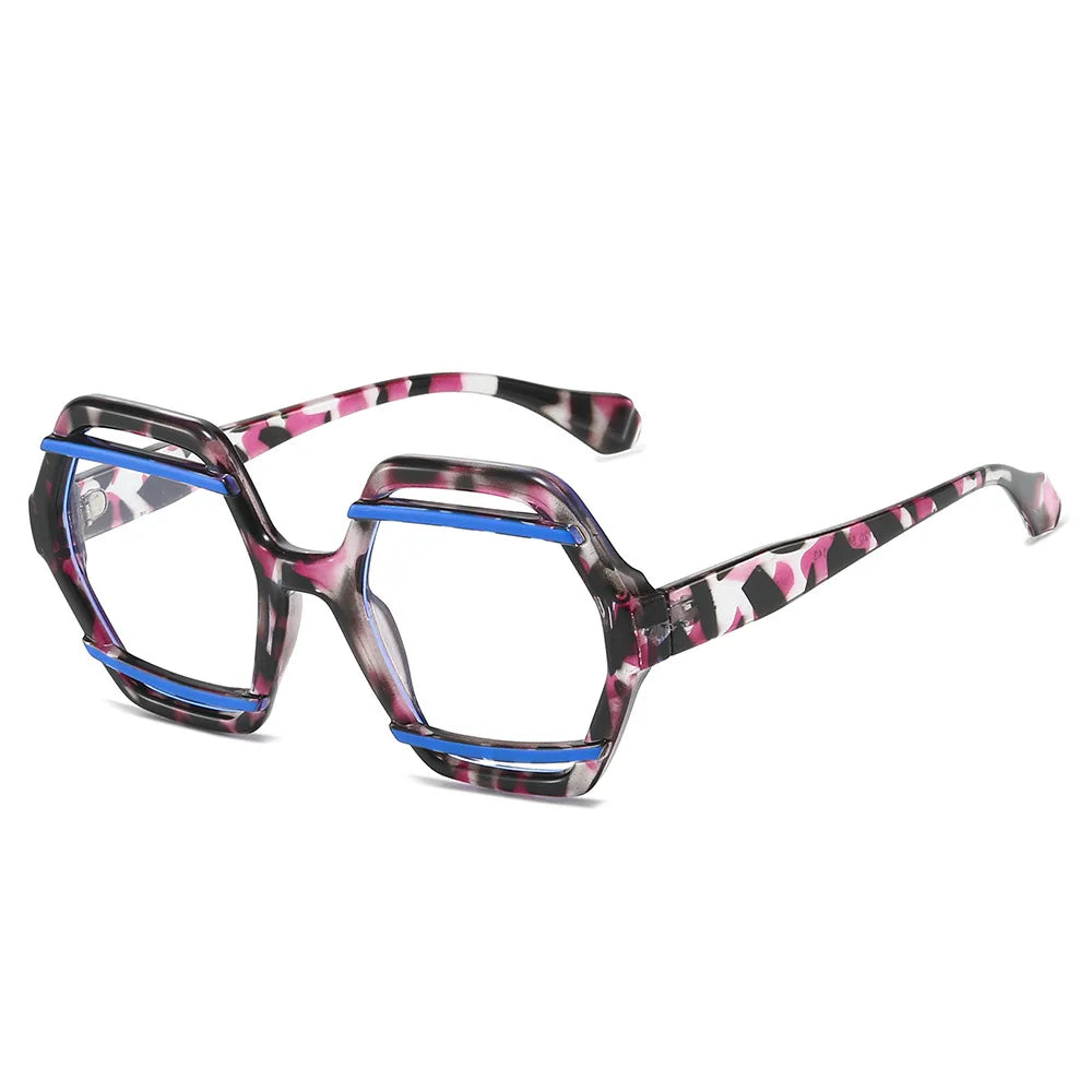 JNPCXI Retro Polygon Jelly Tea Sunglasses Women Fashion Gradient Eyewear Shades UV400 Men Rivets Sun Glasses