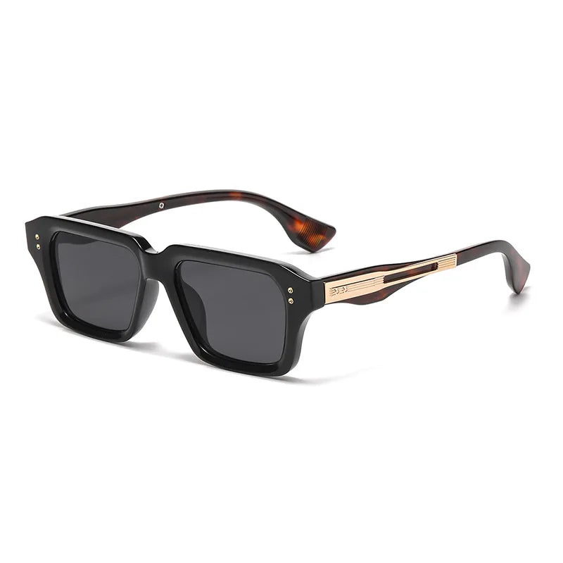 JNPCXI New Retro Square Sunglasses Women Gradient Leopard Shades UV400 Fashion Clear Lens Men Trending Rivets Frame