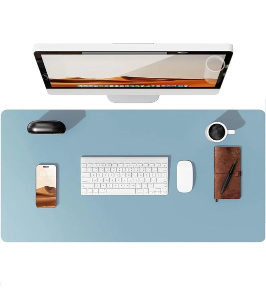 Large Ice Blue Mouse Pad Office Desk Mat Non-Slip PU Leather Desk Pad Protector