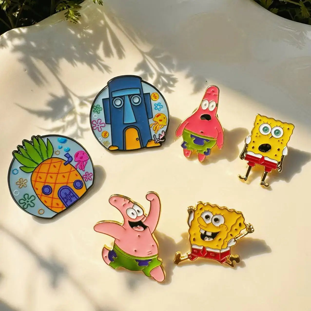 6pcs Anime Cute Enamel Pins Set Captain Eugene H. Armor Abs Krabs Star Brooch Badge for Backpack Collar Lapel - Cute Jewelry