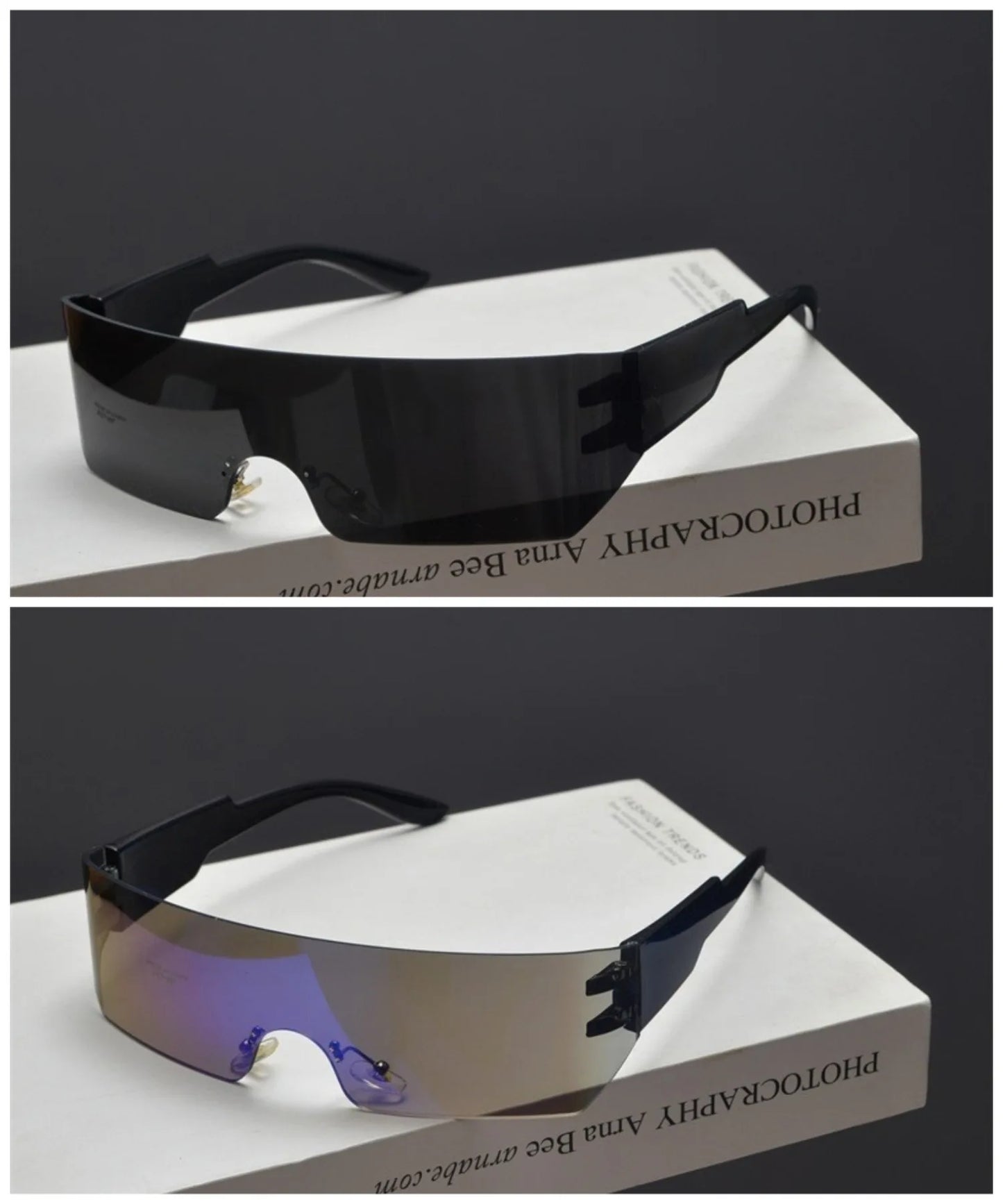 Cycling Rimless Y2K Sunglasses Men Women Trendy Gradient 2000'S Wrap Around Sun Glasses Punk One Piece Goggles Fashion Shades