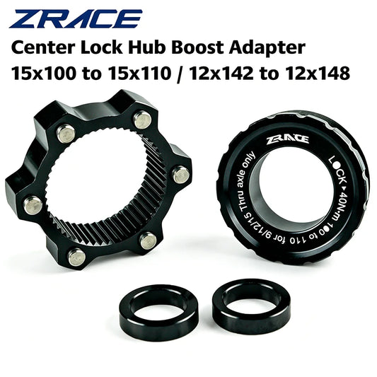 ZRACE Center Lock Hub Adapter 6-Bolt to Centerlock Conversion Kit, Boost MTB Road Bike Front/Rear Thru-Axle Adapter 15x100 to 15