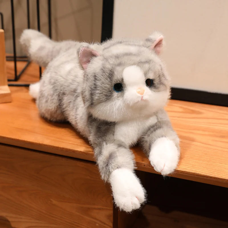 Cute Kitten Plush Toys Stuffed Animals Pet Lie Down Doll Pillow Plushies Soft Toy Children's Christmas Gifts Toys for Girl Boys