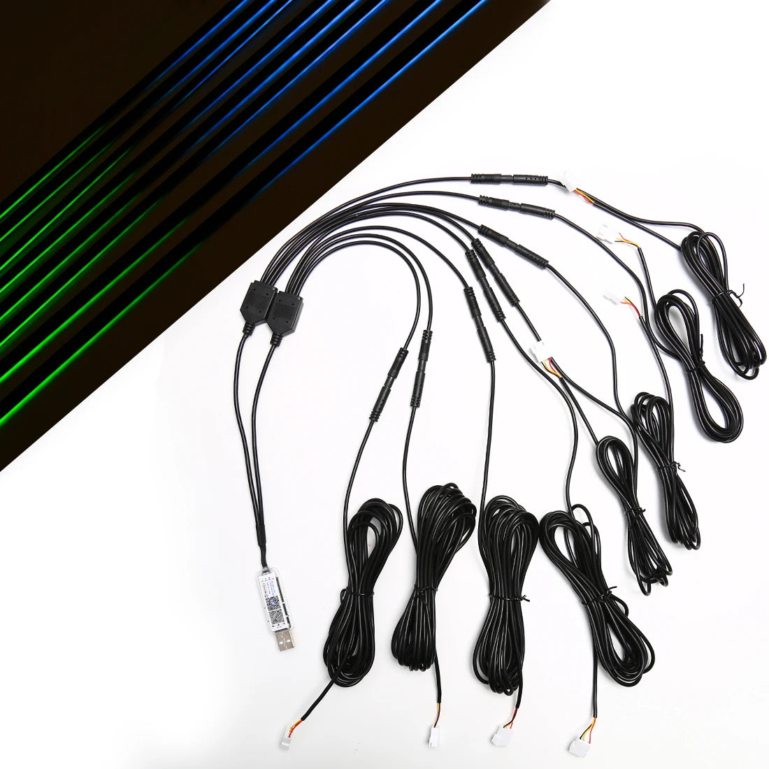 Vgetting 2 4 Meters 8-in-1 4in1 5in1 Car Ambient Lights Extension Wires Cables LED 140cm 120 110 90 75cm Acrylic Symphony Strips