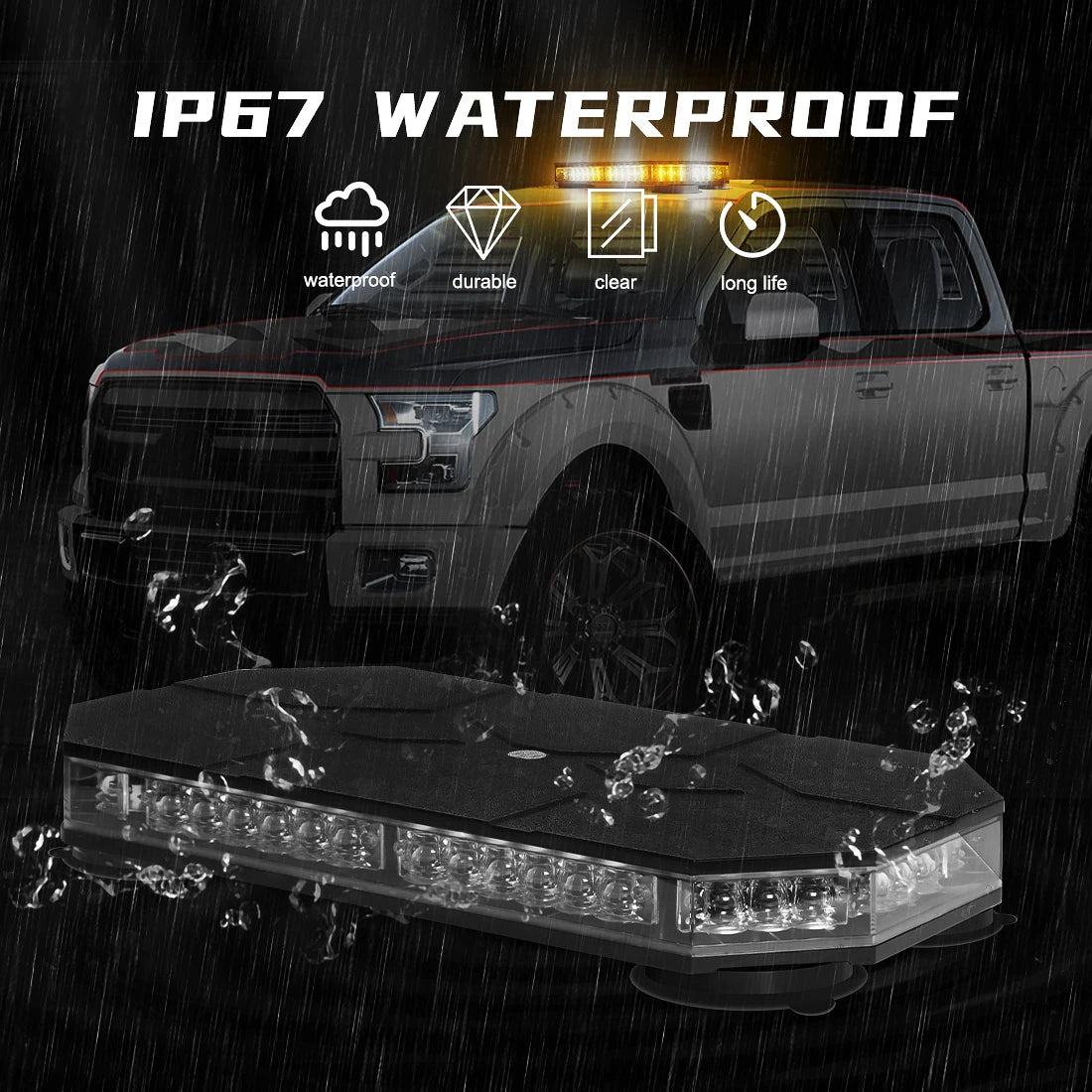 12V 24V Car Roof Top Strobe Lights Emergency Warning 42 LED Safety Magnetic Mount Smart Controller For Truck Ambulance Snow Plow