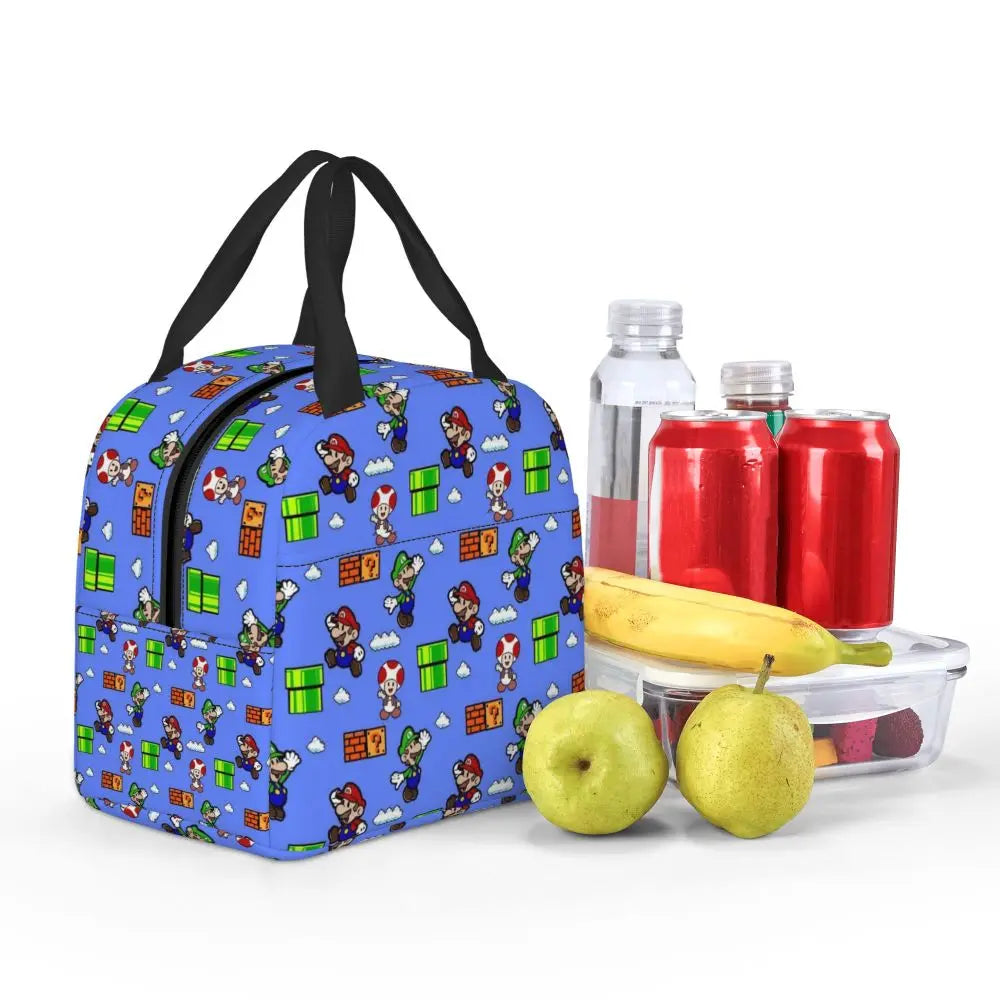Custom Mario SuperBros Insulated Lunch Bag Reusable Thermal Cooler Lunch Box M20