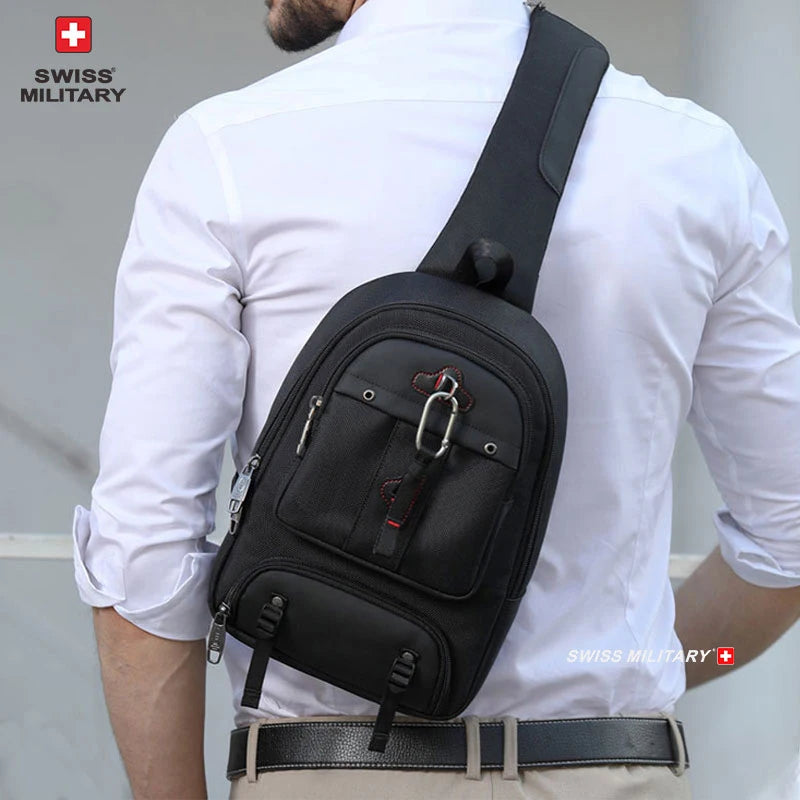 SWISS MILITARY Chest Bag Anti-Thief Men Crossbody Waterproof Travel Shoulder Bag