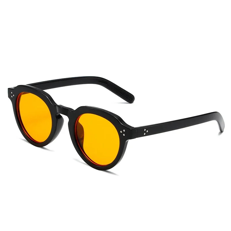 JNPCXI Oval Sunglasses Women Fashion Clear Black Orange Shades Retro Rivets Men Punk Trending Sun Glasses UV400