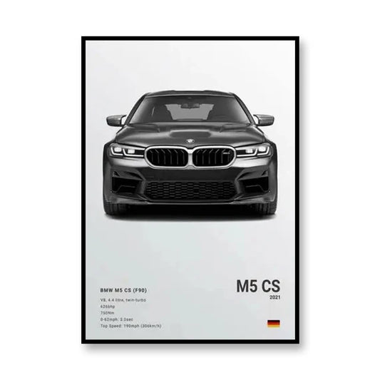 2021 BMW M5 CS Famous Print Brand Cars Canva Wall Art Poster SVJ Room Decoration