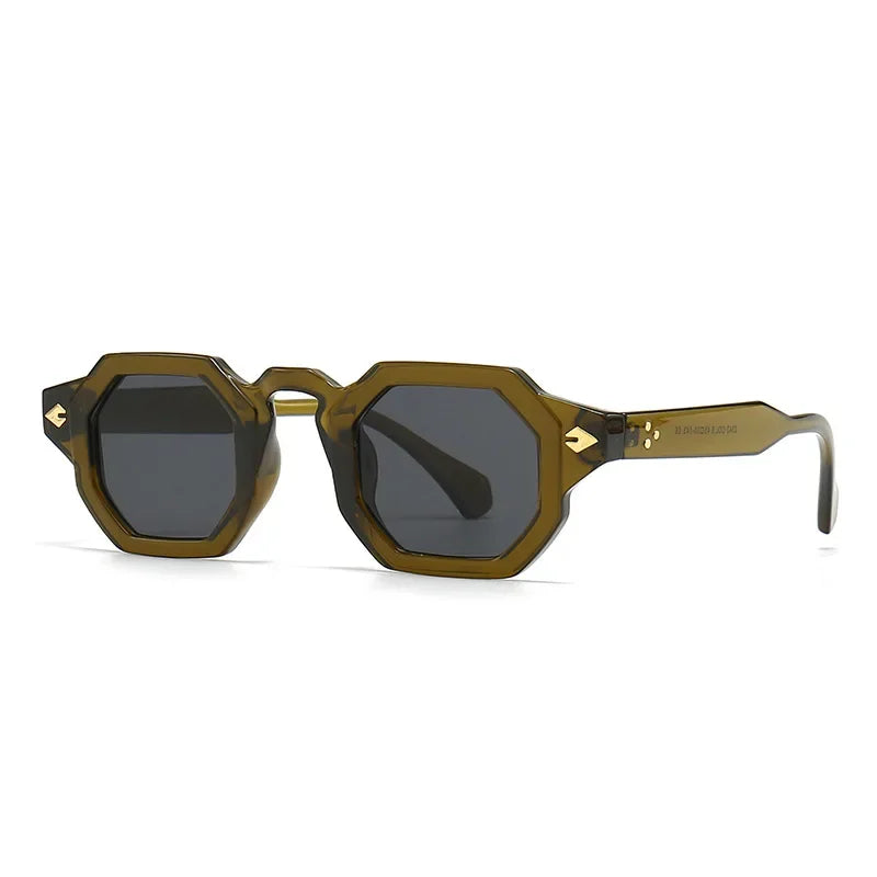 JNPCXI New Arrival Retro Polygon Square Women Rivets Sunglasses Gradient Shades UV400 Men Brand Designer Punk Sun Glasses