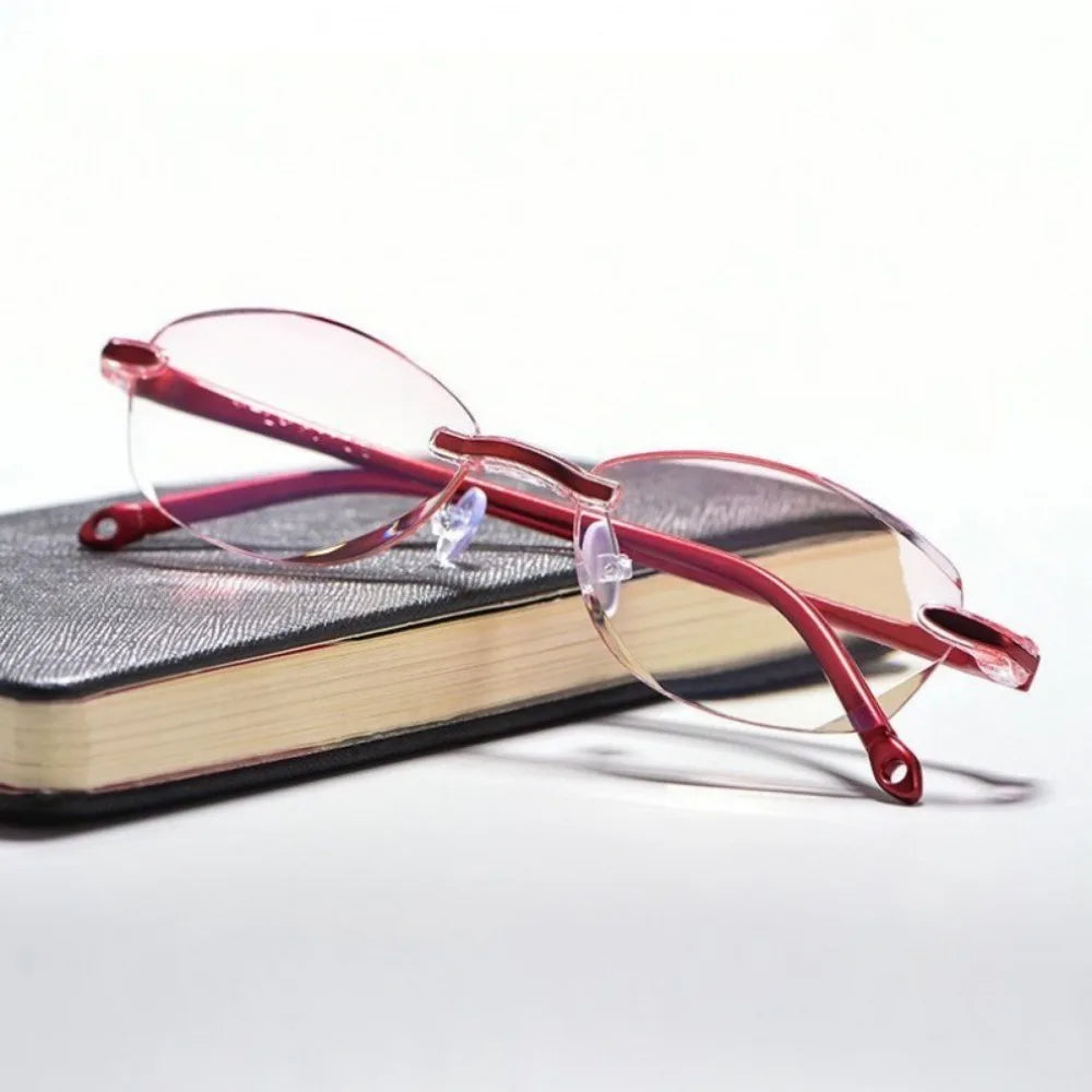 Women's Frameless Reading Glasses Bifocal Far and Near Blue Light Blocking Diopter +1.0 +1.5 +2.0 +2.5 +3.0 +3.5 +4.0
