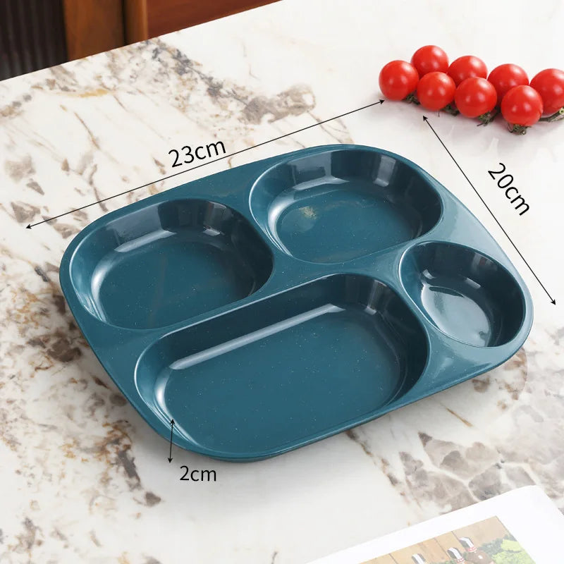 1pc 4 Grids Plastic Individual Plate,Reusable Healthy Diet And Weight Loss Divider Plate Ideal,for Home Camping Dorms Cafeterias
