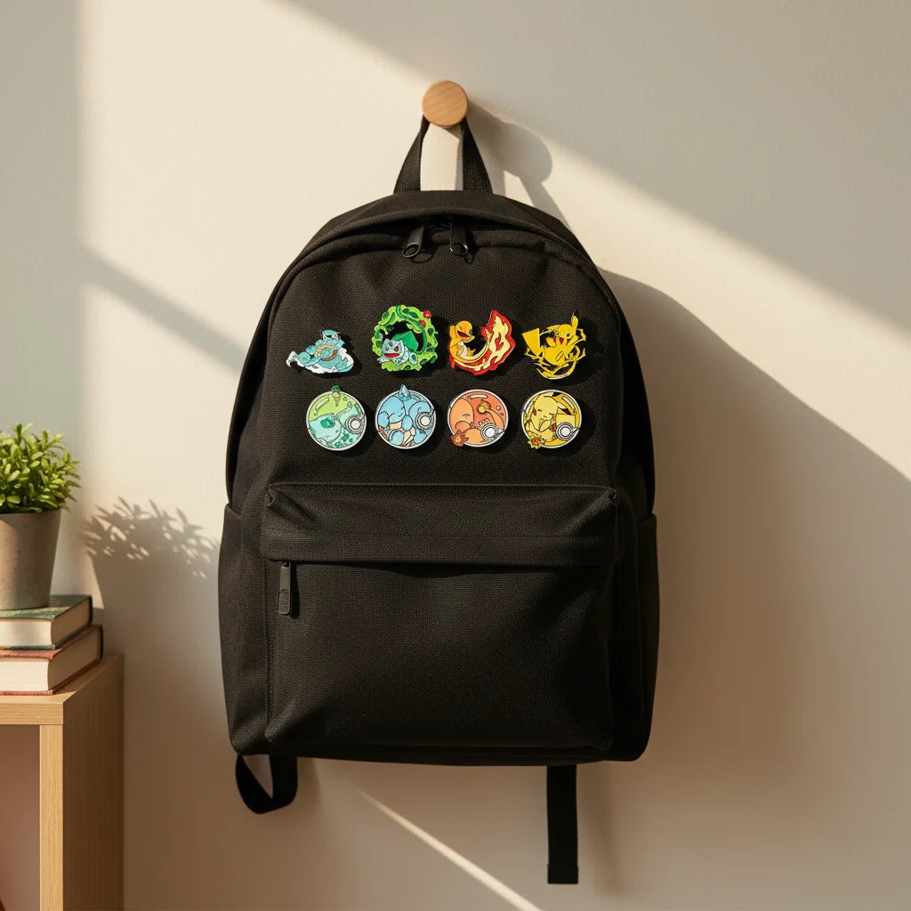 8 Pcs Anime The Pokemon Cartoon Brooch Christmas Character Enamel Pin Backpack Clothing Jewelry Metal Badge Accessories Gift