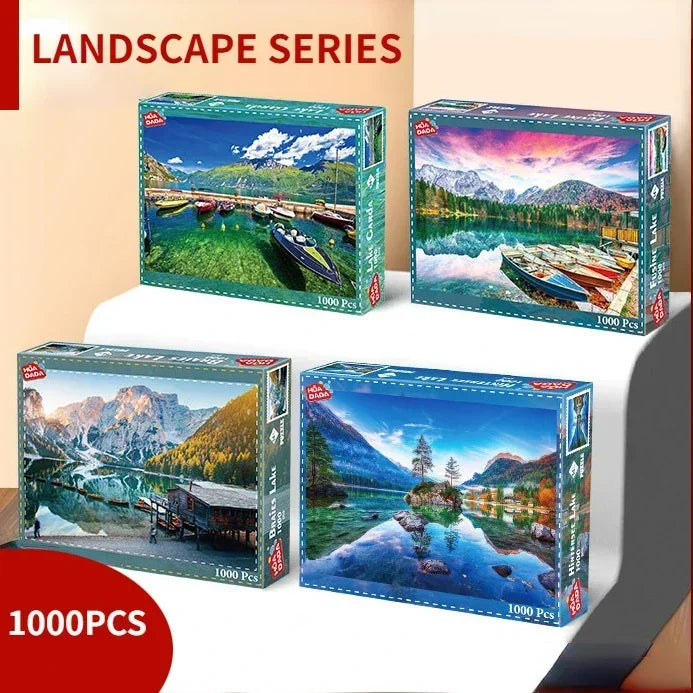 High Qualityt 1000 Pieces Paper Jigsaw Puzzle AdulDecompression Cartoon Landscape Gift Box Puzzle High Difficulty Puzzle Toys