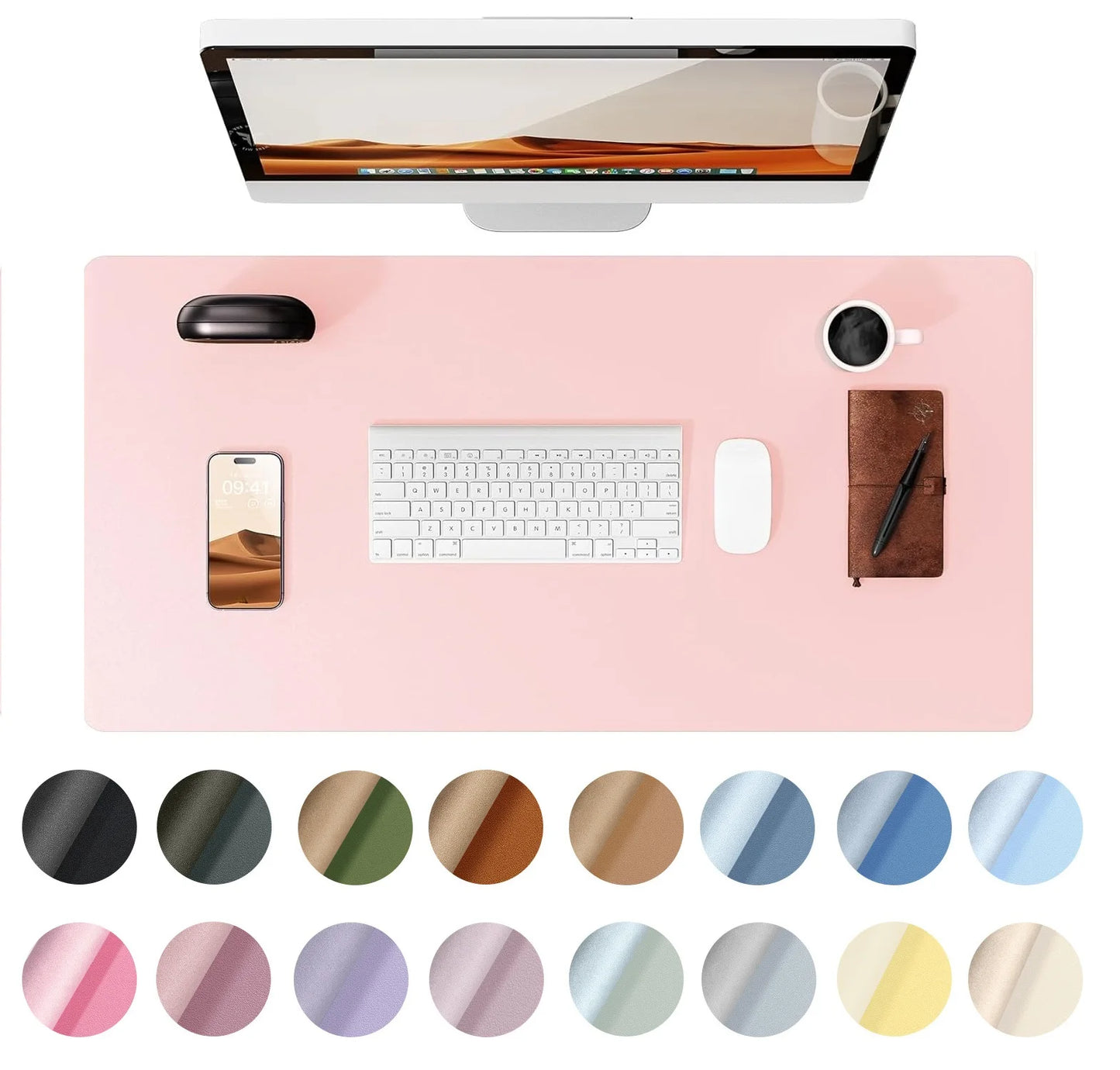 Large Size Leather Desk Pad Protector, Office Desk Mat, Large Mouse Pad, Non-Slip PU Leather Desk Blotter, Laptop Desk Pad