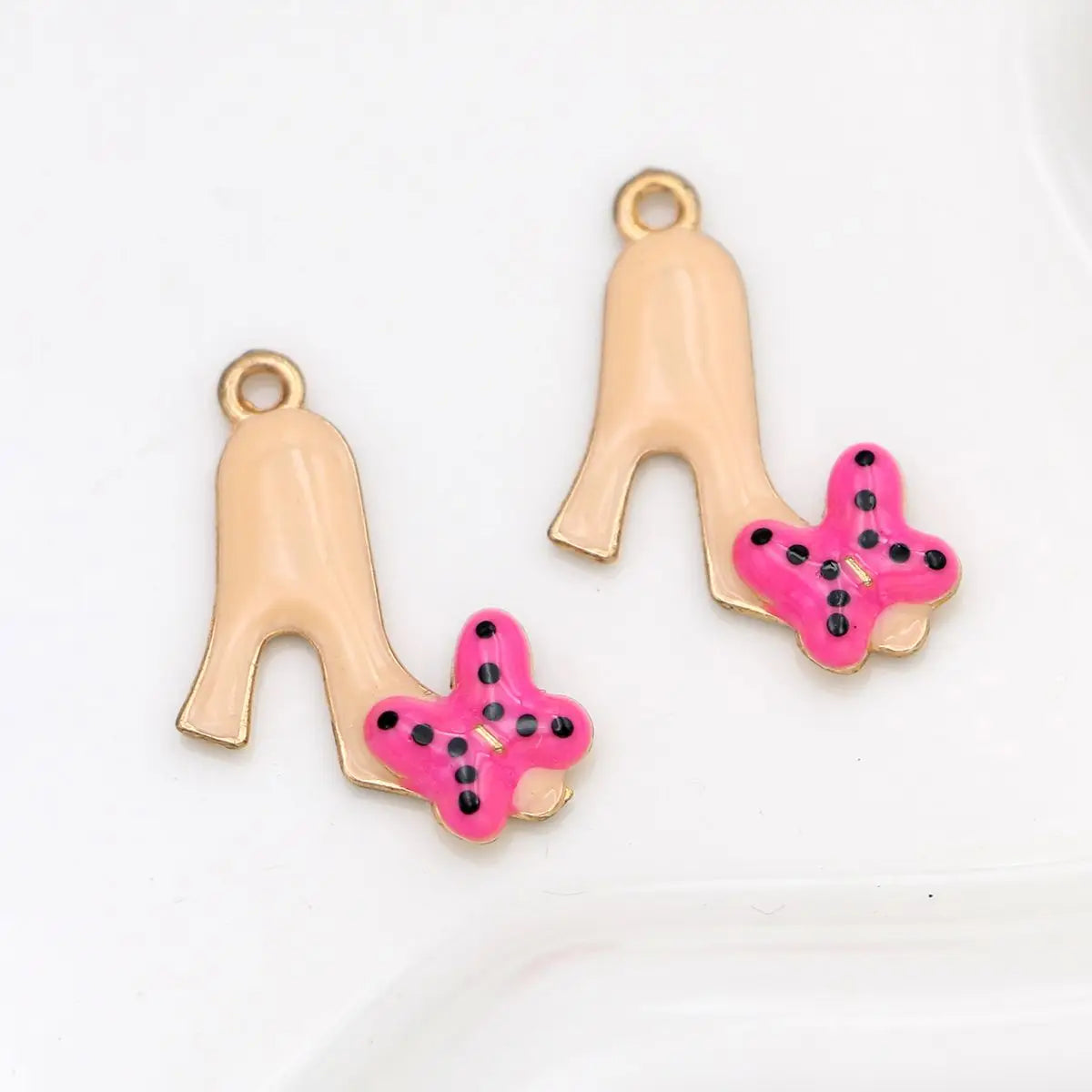 10Pcs Gold Plated Enamel High Heel Shoes Charm Connectors for Making Bracelet DIY Jewelry Accessories