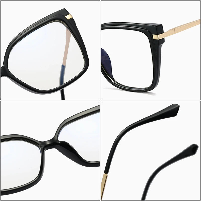 JNPCXI New Retro TR90 Square Women Glasses Frame Double Colors Fashion Leopard Clear Anti-blue Light Optical Eyeglasses