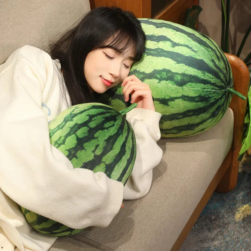 New Funny Lifelike Watermelon Plush Toys Soft Cotton Stuffed Steric Watermelon Pendant Throw Pillow Creative Room Decor