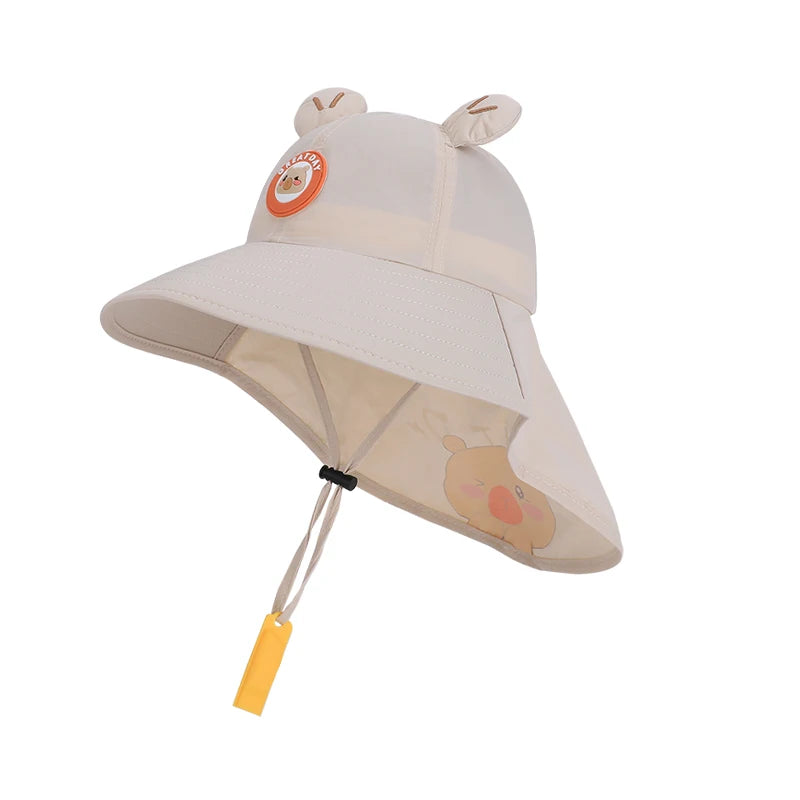 2263-Summer children's hats for boys and girls, outdoor sun protectionhats,cartooncutewhistlesunhats,widebrimshawlfishermanhats.