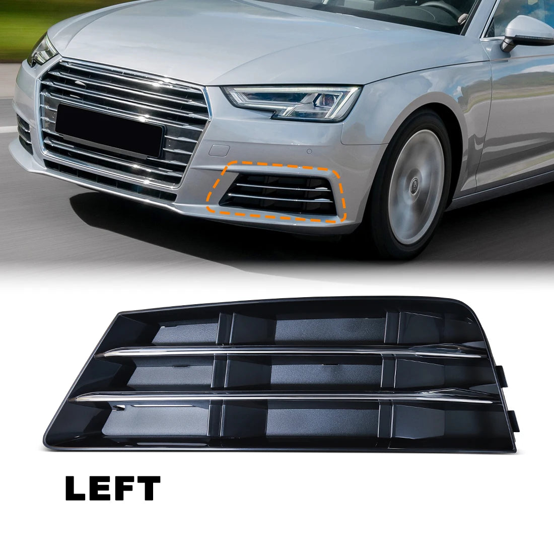 Car Front Bumper Grill Grille For Audi A4 B9 2016 2017 2018 Front Bumper Fog Lamps Covers 8WD807681B 8WD807681RN4 8WD807682B