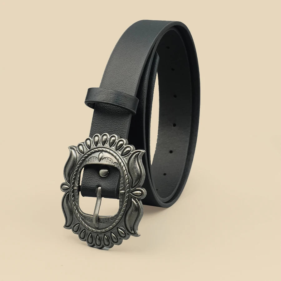 Black Carved Vintage Women's Belt - Summer Versatile, Perfect for Jeans, Dresses, Suits & Shirts, Ideal Gift