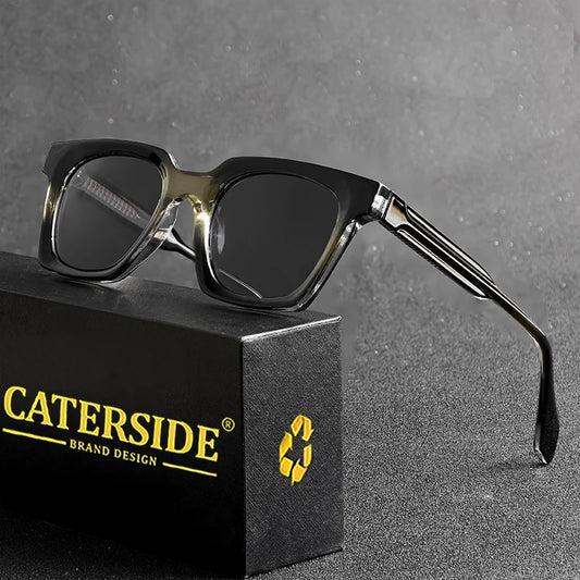 CATERSIDE Retro Square Men Sunglasses Punk Luxury Designer Sun Glasses Women Driving Travel Fishing Eyewear UV400