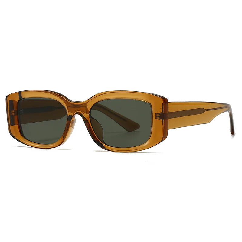 JNPCXI Fashion Square Jelly Color Women Sunglasses Shades UV400 Fashion Tea Gradient Men Punk Rivets Sun Glasses