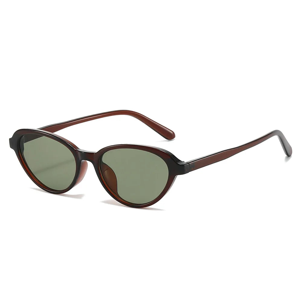 JNPCXI Fashion Cat Eye Sunglasses Women Tea Green Shades UV400 Retro Men Clear Lens Frame