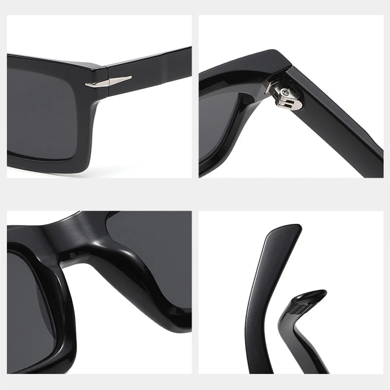JNPCXI New Square Sunglasses Women Retro Rivets Shades UV400 Clear Lens Frame Sun Glasses