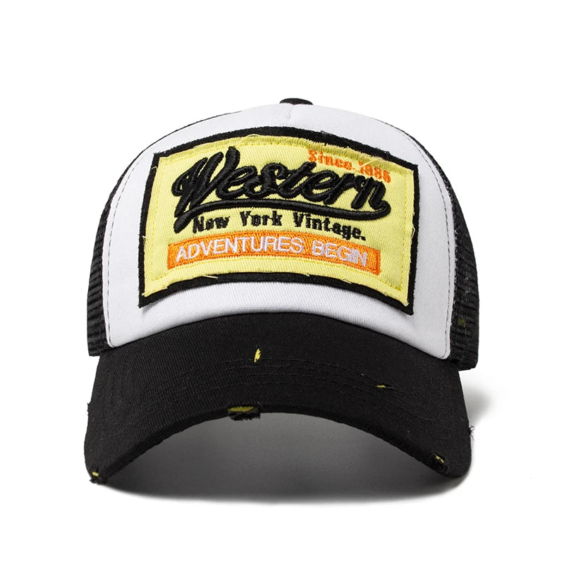 Baseball Cap Men Mesh Embroidered Letter Trucker Hat Snapback Women Casual Caps Vintage Sun Hats For Summer Outdoor Daily Wear