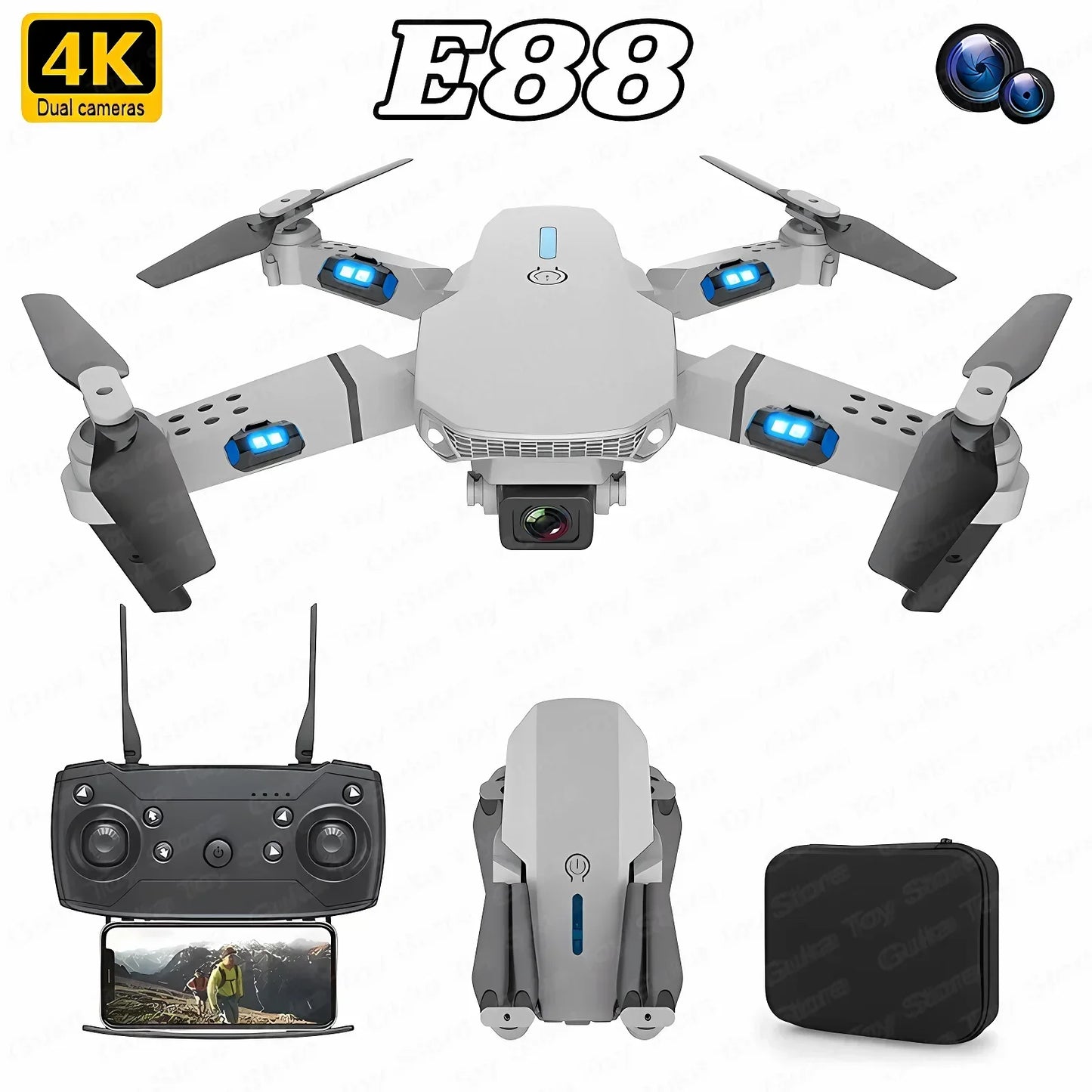 E88 Pro WIFI FPV Drone Wide Angle HD 4K 1080P Camera Height Hold Foldable Drones