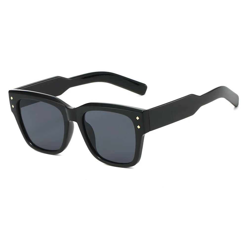 JNPCXI Vintage Rivets Square Men Sunglasses Fashion Amber Gradient Shades UV400 Women Outdoor Sun Glasses