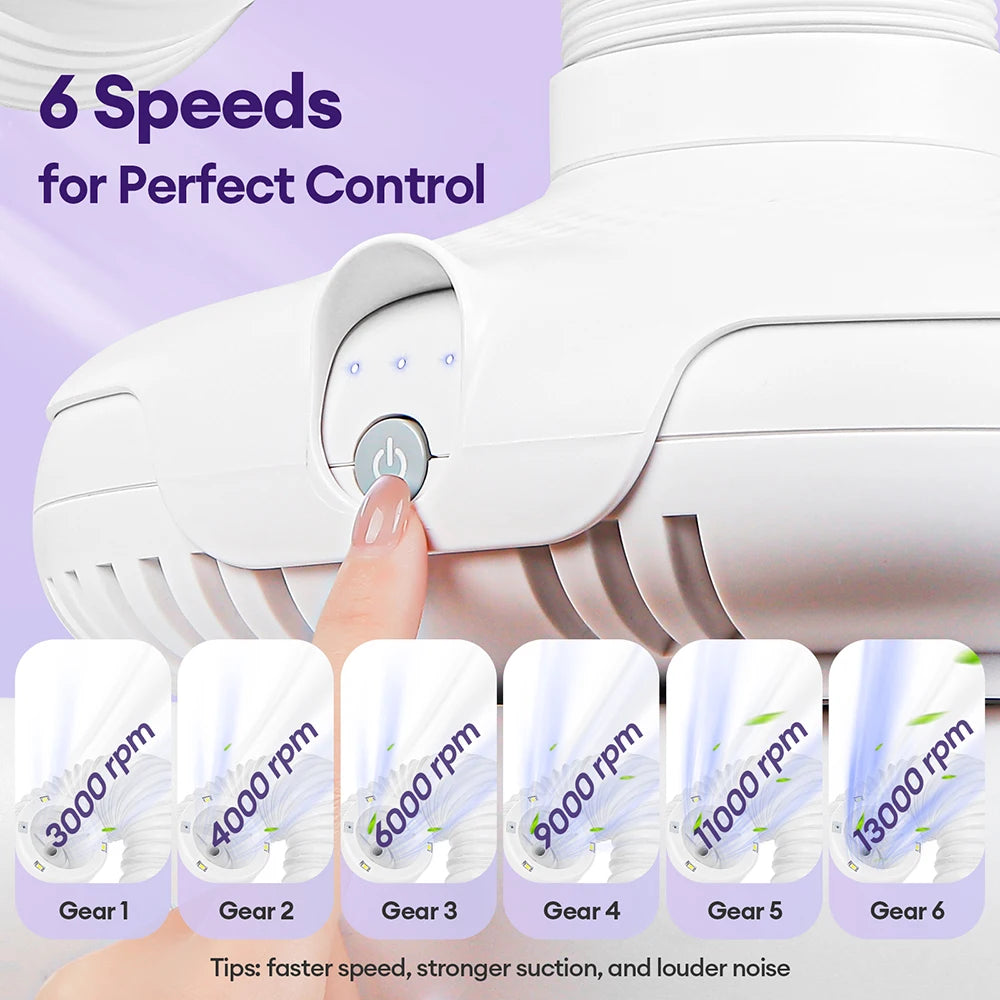 130W Brushless Double Use Nail Dust Extractor With Tube Elbow Nail Dust Collector Nail Art Manicure Powerful Vacuum Cleaner