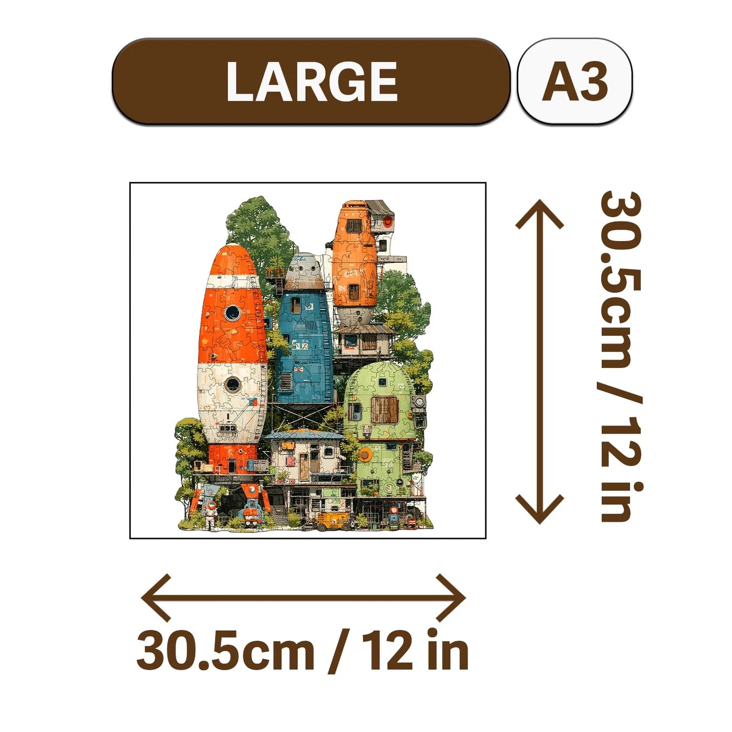 Science Fiction City Wooden Jigsaw Puzzle Wood Home Decor Painting Christmas and Halloween Gift Toy for Teen and Kid