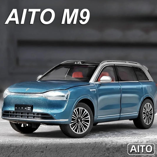 1:24 Sailux AITO M9 Diecast Models Toys Alloy Car Ornament Sound Light Pull Back Doors Opened Miniature Vehices Children's Gifts